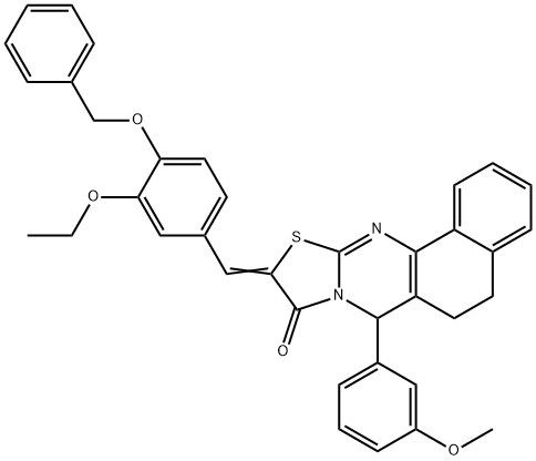 10-[4-(benzyloxy)-3-ethoxybenzylidene]-7-(3-methoxyphenyl)-5,7-dihydro-6H-benzo[h][1,3]thiazolo[2,3-b]quinazolin-9(10H)-one Struktur