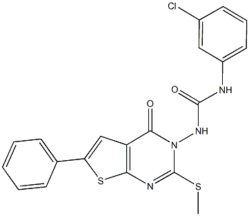 N-(3-chlorophenyl)-N'-(2-(methylsulfanyl)-4-oxo-6-phenylthieno[2,3-d]pyrimidin-3(4H)-yl)urea Struktur