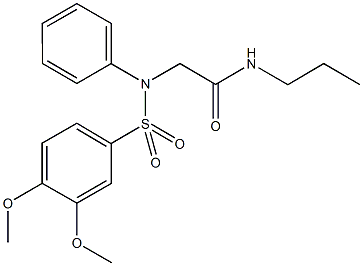 2-{[(3,4-dimethoxyphenyl)sulfonyl]anilino}-N-propylacetamide Struktur