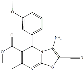 methyl 3-amino-2-cyano-5-(3-methoxyphenyl)-7-methyl-5H-[1,3]thiazolo[3,2-a]pyrimidine-6-carboxylate Struktur