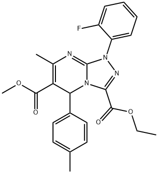 3-ethyl 6-methyl 1-(2-fluorophenyl)-7-methyl-5-(4-methylphenyl)-1,5-dihydro[1,2,4]triazolo[4,3-a]pyrimidine-3,6-dicarboxylate Struktur