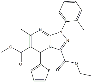 3-ethyl 6-methyl 7-methyl-1-(2-methylphenyl)-5-(2-thienyl)-1,5-dihydro[1,2,4]triazolo[4,3-a]pyrimidine-3,6-dicarboxylate Struktur