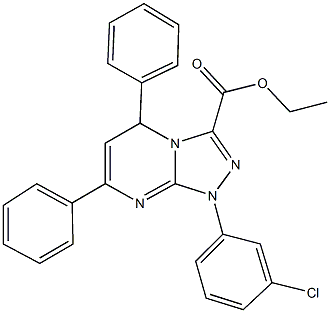 ethyl 1-(3-chlorophenyl)-5,7-diphenyl-1,5-dihydro[1,2,4]triazolo[4,3-a]pyrimidine-3-carboxylate Struktur