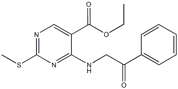 ethyl 2-(methylsulfanyl)-4-[(2-oxo-2-phenylethyl)amino]-5-pyrimidinecarboxylate Struktur