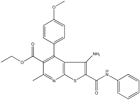 ethyl 3-amino-2-(anilinocarbonyl)-4-(4-methoxyphenyl)-6-methylthieno[2,3-b]pyridine-5-carboxylate Struktur