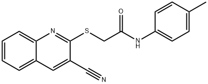 2-[(3-cyano-2-quinolinyl)sulfanyl]-N-(4-methylphenyl)acetamide Struktur