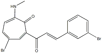 4-bromo-2-[3-(3-bromophenyl)acryloyl]-7-(methylamino)-2,4,6-cycloheptatrien-1-one Struktur