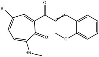 4-bromo-2-[3-(2-methoxyphenyl)acryloyl]-7-(methylamino)-2,4,6-cycloheptatrien-1-one Struktur