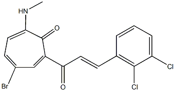 4-bromo-2-[3-(2,3-dichlorophenyl)acryloyl]-7-(methylamino)-2,4,6-cycloheptatrien-1-one Struktur