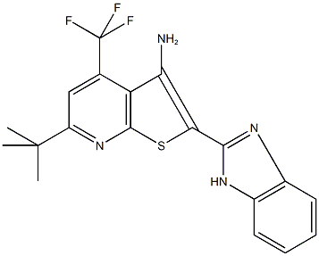 2-(1H-benzimidazol-2-yl)-6-tert-butyl-4-(trifluoromethyl)thieno[2,3-b]pyridin-3-ylamine Struktur