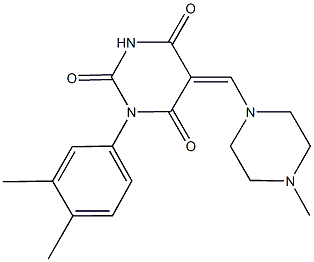 1-(3,4-dimethylphenyl)-5-[(4-methyl-1-piperazinyl)methylene]-2,4,6(1H,3H,5H)-pyrimidinetrione Struktur