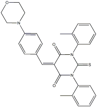 1,3-bis(2-methylphenyl)-5-[4-(4-morpholinyl)benzylidene]-2-thioxodihydro-4,6(1H,5H)-pyrimidinedione Struktur