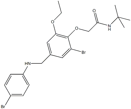 2-{2-bromo-4-[(4-bromoanilino)methyl]-6-ethoxyphenoxy}-N-(tert-butyl)acetamide Struktur