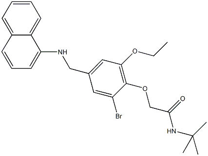 2-{2-bromo-6-ethoxy-4-[(1-naphthylamino)methyl]phenoxy}-N-(tert-butyl)acetamide Struktur