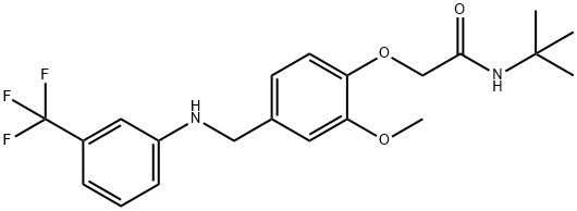 N-(tert-butyl)-2-(2-methoxy-4-{[3-(trifluoromethyl)anilino]methyl}phenoxy)acetamide Struktur