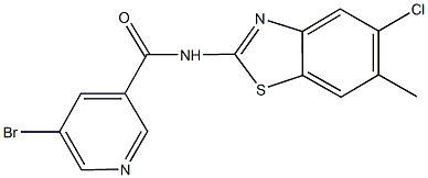 5-bromo-N-(5-chloro-6-methyl-1,3-benzothiazol-2-yl)nicotinamide Struktur