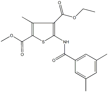 4-ethyl 2-methyl 5-[(3,5-dimethylbenzoyl)amino]-3-methyl-2,4-thiophenedicarboxylate Struktur