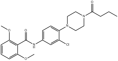 N-[4-(4-butyryl-1-piperazinyl)-3-chlorophenyl]-2,6-dimethoxybenzamide Struktur