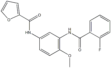 N-{3-[(2-fluorobenzoyl)amino]-4-methoxyphenyl}-2-furamide Struktur