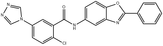 2-chloro-N-(2-phenyl-1,3-benzoxazol-5-yl)-5-(4H-1,2,4-triazol-4-yl)benzamide Struktur