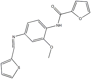 N-{2-methoxy-4-[(2-thienylmethylene)amino]phenyl}-2-furamide Struktur