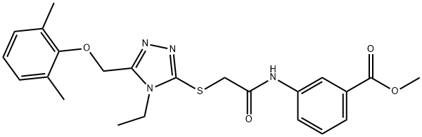 methyl3-{[({5-[(2,6-dimethylphenoxy)methyl]-4-ethyl-4H-1,2,4-triazol-3-yl}thio)acetyl]amino}benzoate Struktur