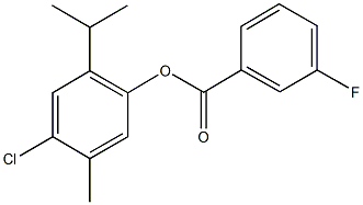 4-chloro-2-isopropyl-5-methylphenyl 3-fluorobenzoate Struktur