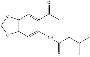 N-(6-acetyl-1,3-benzodioxol-5-yl)-3-methylbutanamide Struktur