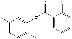 5-ethyl-2-methylphenyl 2-fluorobenzoate Struktur