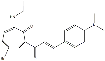 4-bromo-2-{3-[4-(dimethylamino)phenyl]acryloyl}-7-(ethylamino)-2,4,6-cycloheptatrien-1-one Struktur