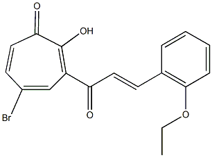 5-bromo-3-[3-(2-ethoxyphenyl)acryloyl]-2-hydroxy-2,4,6-cycloheptatrien-1-one Struktur