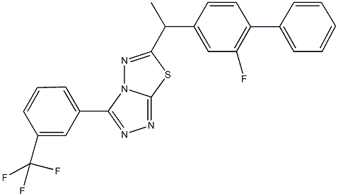 6-[1-(2-fluoro[1,1'-biphenyl]-4-yl)ethyl]-3-[3-(trifluoromethyl)phenyl][1,2,4]triazolo[3,4-b][1,3,4]thiadiazole Struktur