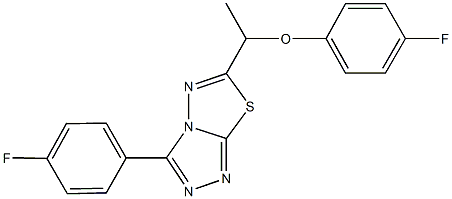 6-[1-(4-fluorophenoxy)ethyl]-3-(4-fluorophenyl)[1,2,4]triazolo[3,4-b][1,3,4]thiadiazole Struktur