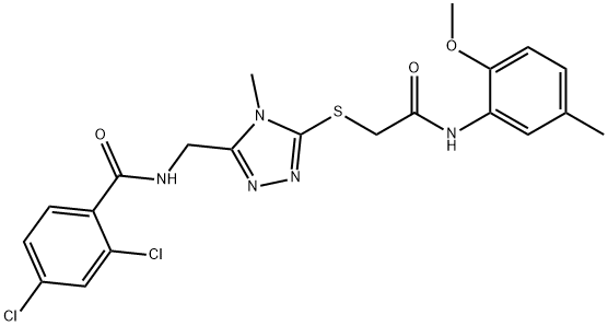 2,4-dichloro-N-[(5-{[2-(2-methoxy-5-methylanilino)-2-oxoethyl]thio}-4-methyl-4H-1,2,4-triazol-3-yl)methyl]benzamide Struktur