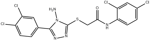 2-{[4-amino-5-(3,4-dichlorophenyl)-4H-1,2,4-triazol-3-yl]thio}-N-(2,4-dichlorophenyl)acetamide Struktur