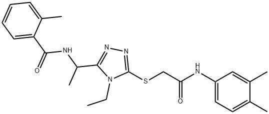 N-[1-(5-{[2-(3,4-dimethylanilino)-2-oxoethyl]thio}-4-ethyl-4H-1,2,4-triazol-3-yl)ethyl]-2-methylbenzamide Struktur