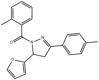 5-(2-furyl)-1-(2-methylbenzoyl)-3-(4-methylphenyl)-4,5-dihydro-1H-pyrazole Struktur