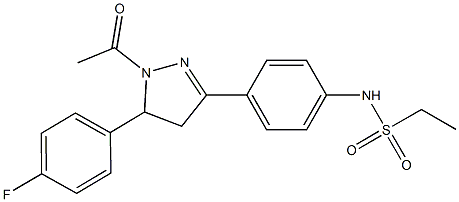 N-{4-[1-acetyl-5-(4-fluorophenyl)-4,5-dihydro-1H-pyrazol-3-yl]phenyl}ethanesulfonamide Struktur