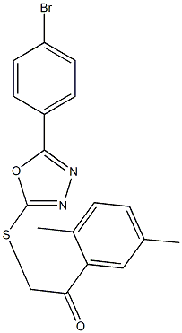 2-{[5-(4-bromophenyl)-1,3,4-oxadiazol-2-yl]sulfanyl}-1-(2,5-dimethylphenyl)ethanone Struktur