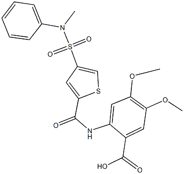 4,5-dimethoxy-2-[({4-[(methylanilino)sulfonyl]-2-thienyl}carbonyl)amino]benzoic acid Struktur