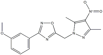 5-({4-nitro-3,5-dimethyl-1H-pyrazol-1-yl}methyl)-3-(3-methoxyphenyl)-1,2,4-oxadiazole Struktur