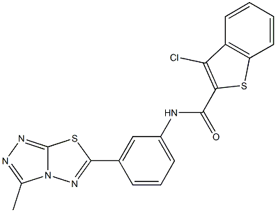 3-chloro-N-[3-(3-methyl[1,2,4]triazolo[3,4-b][1,3,4]thiadiazol-6-yl)phenyl]-1-benzothiophene-2-carboxamide Struktur