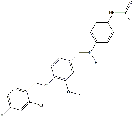 N-[4-({4-[(2-chloro-4-fluorobenzyl)oxy]-3-methoxybenzyl}amino)phenyl]acetamide Struktur