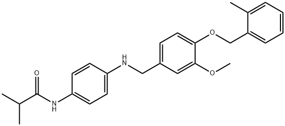 N-[4-({3-methoxy-4-[(2-methylbenzyl)oxy]benzyl}amino)phenyl]-2-methylpropanamide Struktur