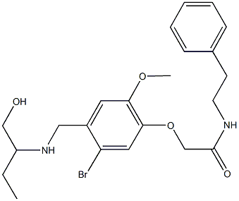 2-[5-bromo-4-({[1-(hydroxymethyl)propyl]amino}methyl)-2-methoxyphenoxy]-N-(2-phenylethyl)acetamide Struktur