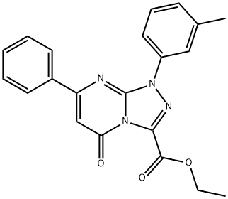 ethyl 1-(3-methylphenyl)-5-oxo-7-phenyl-1,5-dihydro[1,2,4]triazolo[4,3-a]pyrimidine-3-carboxylate Struktur