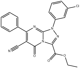 ethyl 1-(3-chlorophenyl)-6-cyano-5-oxo-7-phenyl-1,5-dihydro[1,2,4]triazolo[4,3-a]pyrimidine-3-carboxylate Struktur