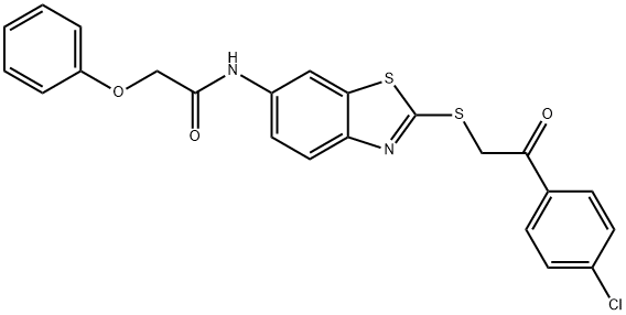 N-(2-{[2-(4-chlorophenyl)-2-oxoethyl]sulfanyl}-1,3-benzothiazol-6-yl)-2-phenoxyacetamide Struktur