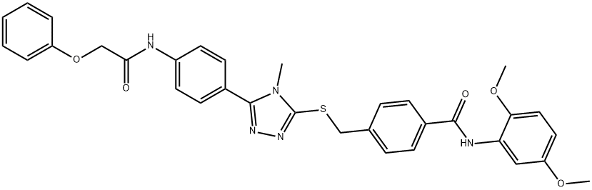 N-(2,5-dimethoxyphenyl)-4-{[(4-methyl-5-{4-[(phenoxyacetyl)amino]phenyl}-4H-1,2,4-triazol-3-yl)sulfanyl]methyl}benzamide Struktur