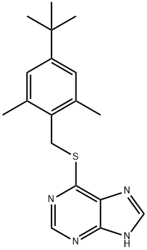 4-tert-butyl-2,6-dimethylbenzyl 9H-purin-6-yl sulfide Struktur